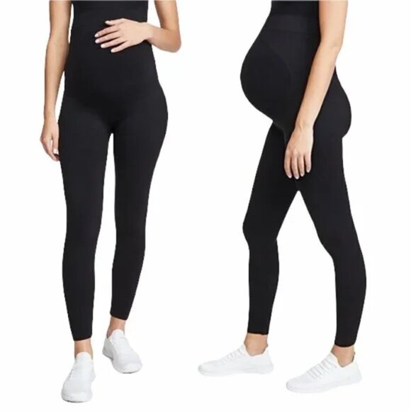 Blanqui Maternity Leggings Size Medium Full Panel Black Belly Support - Picture 1 of 8